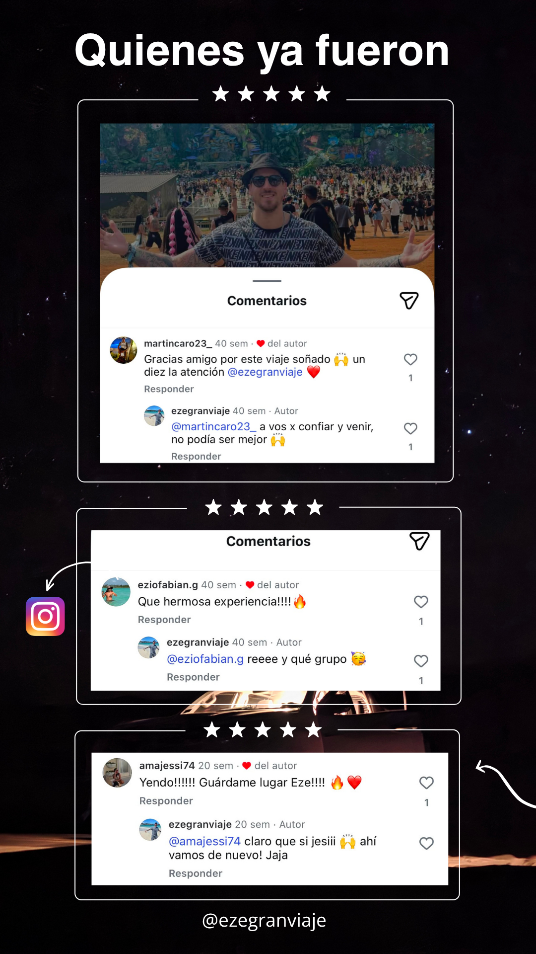 Comentarios de viajeros que participaron de la experiencia con Eze Gran Viaje